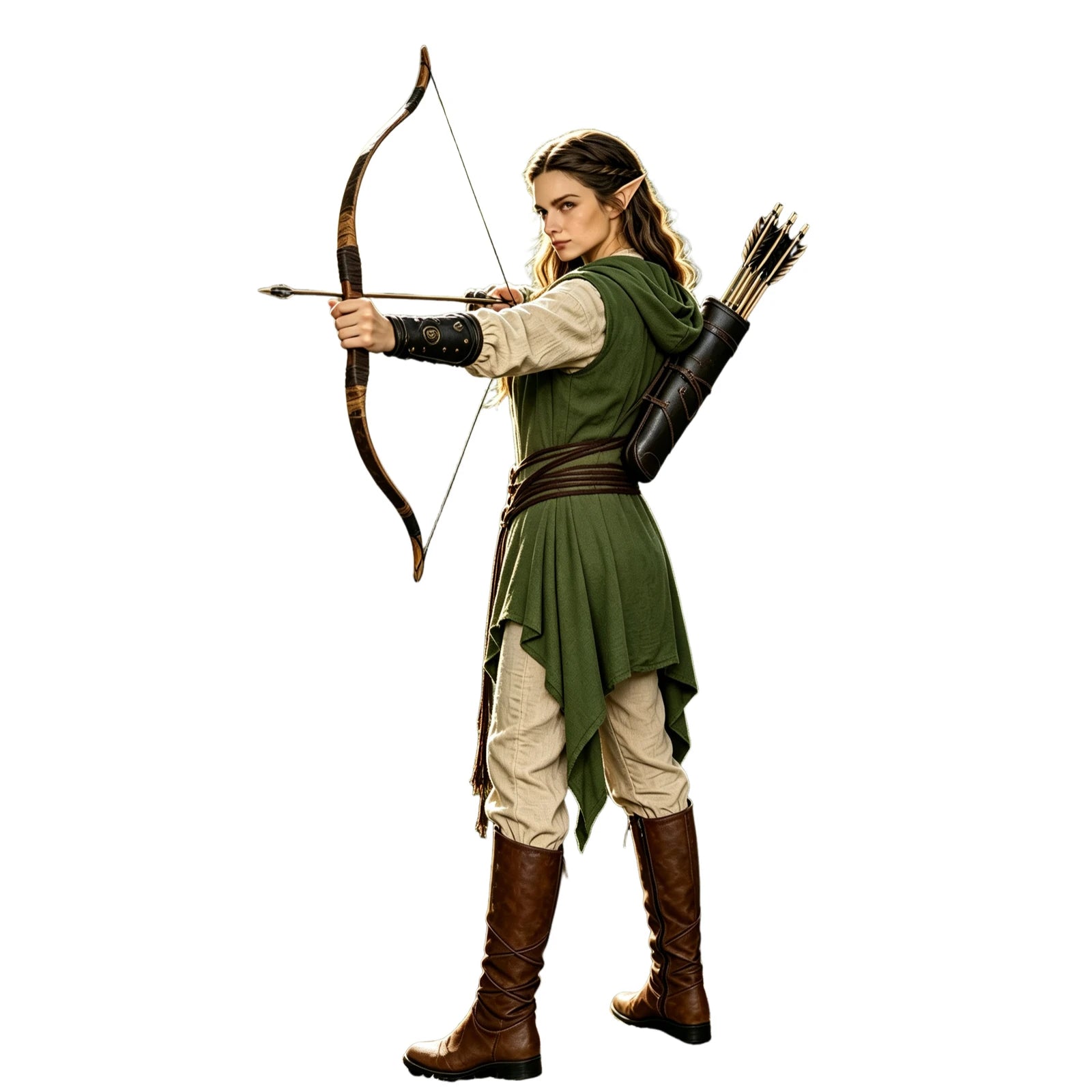 Women Irregular Hem Renaissance Elf Tunic Robe Medieval Ranger Hooded Sleeveless