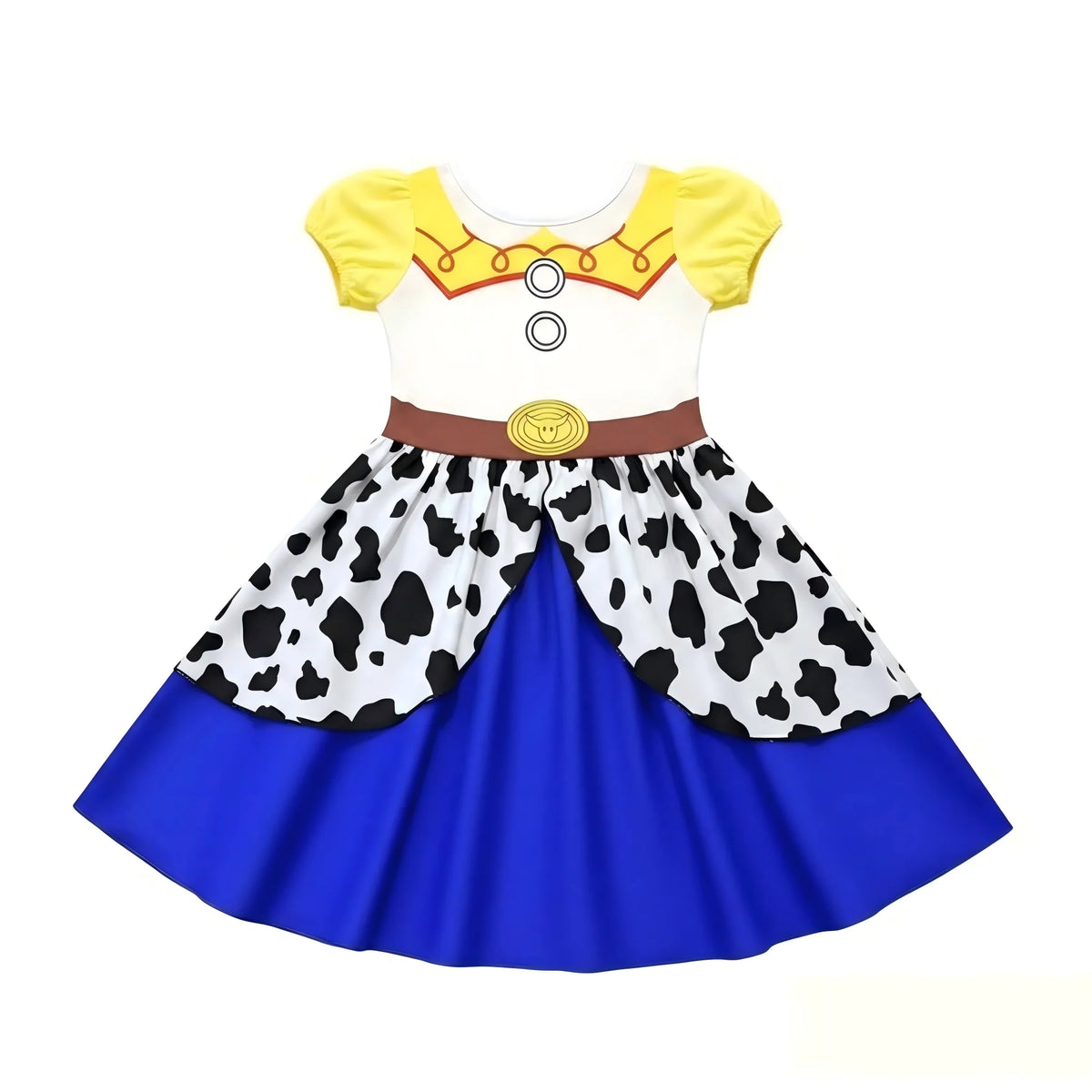 Kids Western Cowgirl Costume Girls Cartoon Print Short Sleeve Dress Costume Birthday