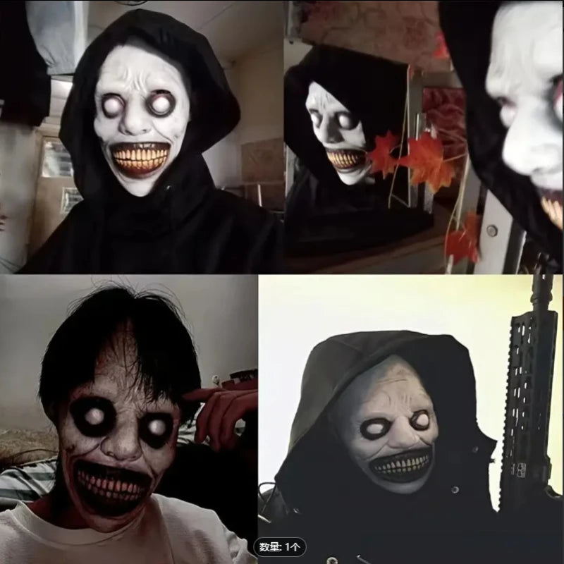 Scary Demon Halloween Mask Creepy White Face Cover Cosplay Prop for Haunted House Horror Party Costume Dress - product image 4