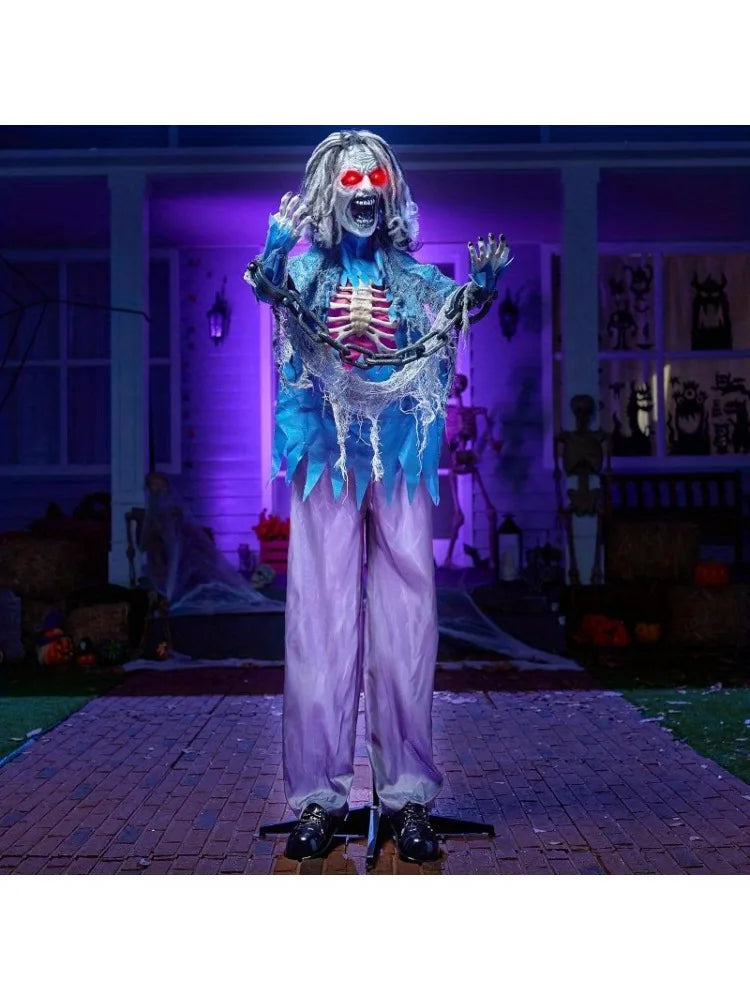 68" Zombie Decorations Standing Zombie Animatronics Decor with Chain