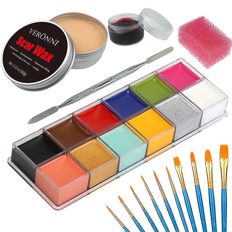 12/20 Colors Face Body Painting Fake Blood ,Halloween Professional Special Effects Makeup Kit with Wound - product image 24