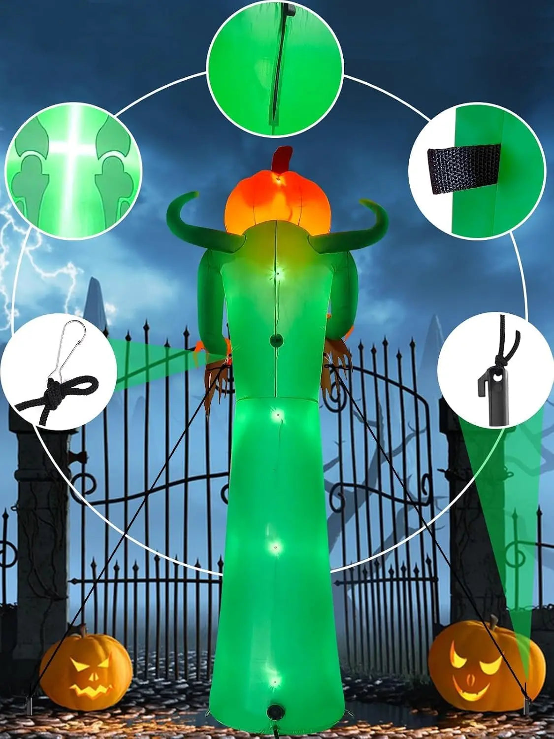 12FT Halloween Inflatable Skeleton, Giant Pumpkin Man Inflatables