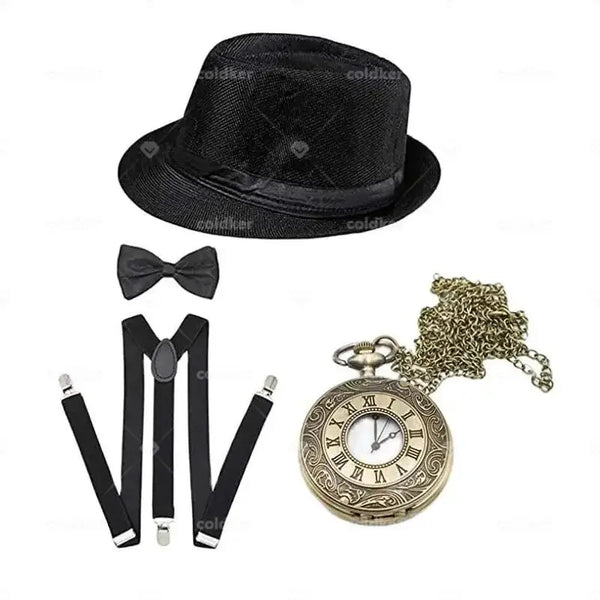 Funny Hats Gangster Costume 3 Pc Set 1920's Costume for Men Women Magic Performance