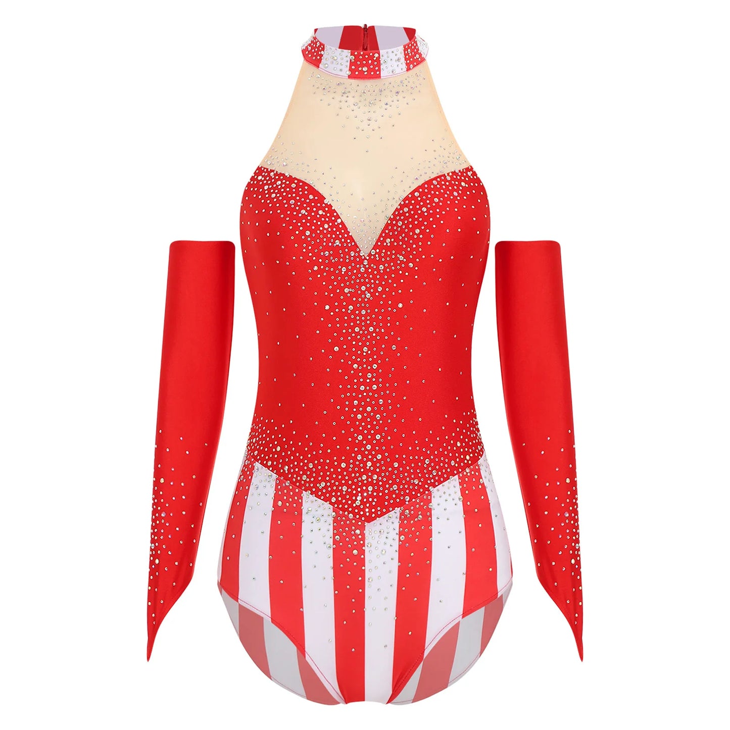 Halloween Women Circus Ringmaster Master Costume Bodysuit with Gloves Sleeveless Patchwork - Black / XXL