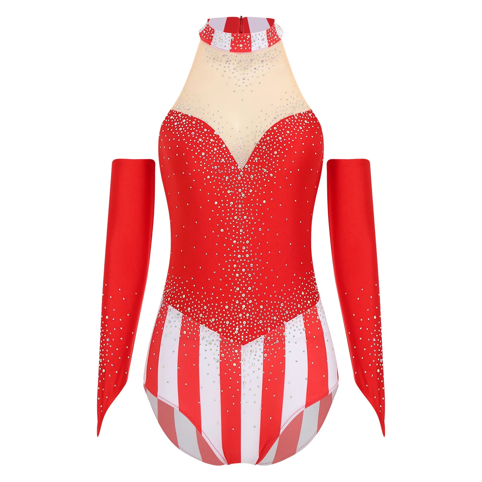 Halloween Women Circus Ringmaster Master Costume Bodysuit with Gloves Sleeveless Patchwork - Black / XXL