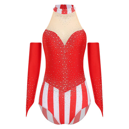 Halloween Women Circus Ringmaster Master Costume Bodysuit with Gloves Sleeveless Patchwork - Black / XXL