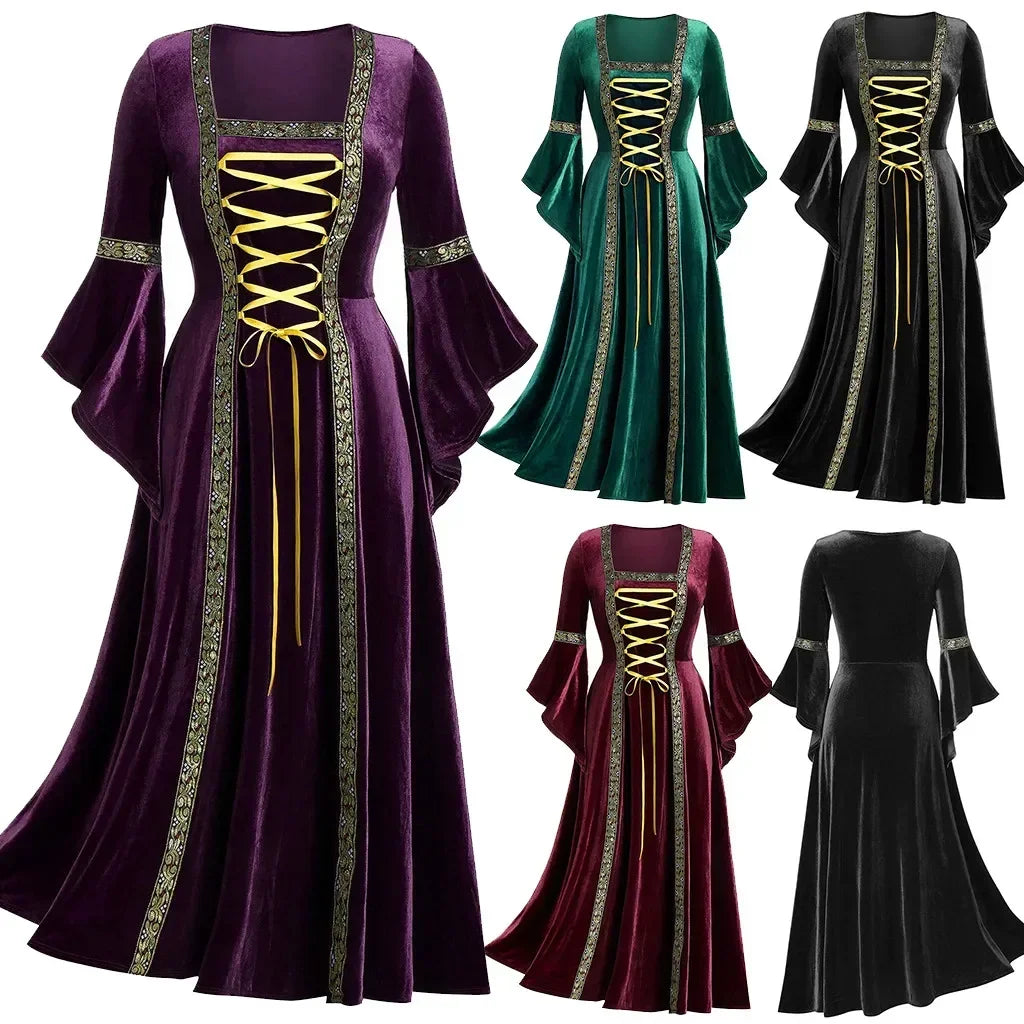 Halloween Women Dress Costumes For Women Long Sleeve Medieval Cosplay Vintage Vampire Witch Victorian Gothi - product image 3