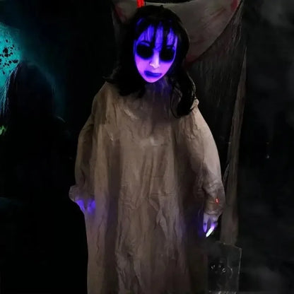 Halloween Electric Vocal Clown Pendant Home Glow Lifelike Hanging Ghost Decoration Spooky Kid Hanging From A - product image 8
