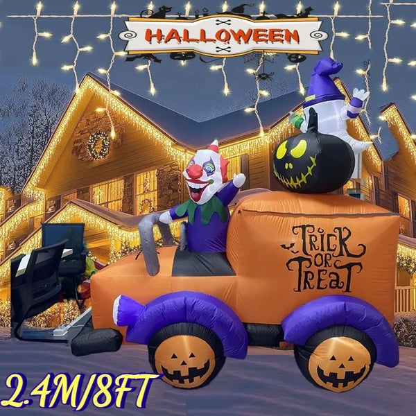 8 Ft Halloween Inflatable Toys Clown Ghost Truck Built-in LEDs LEDs Decorations Home Decoration Inflatable