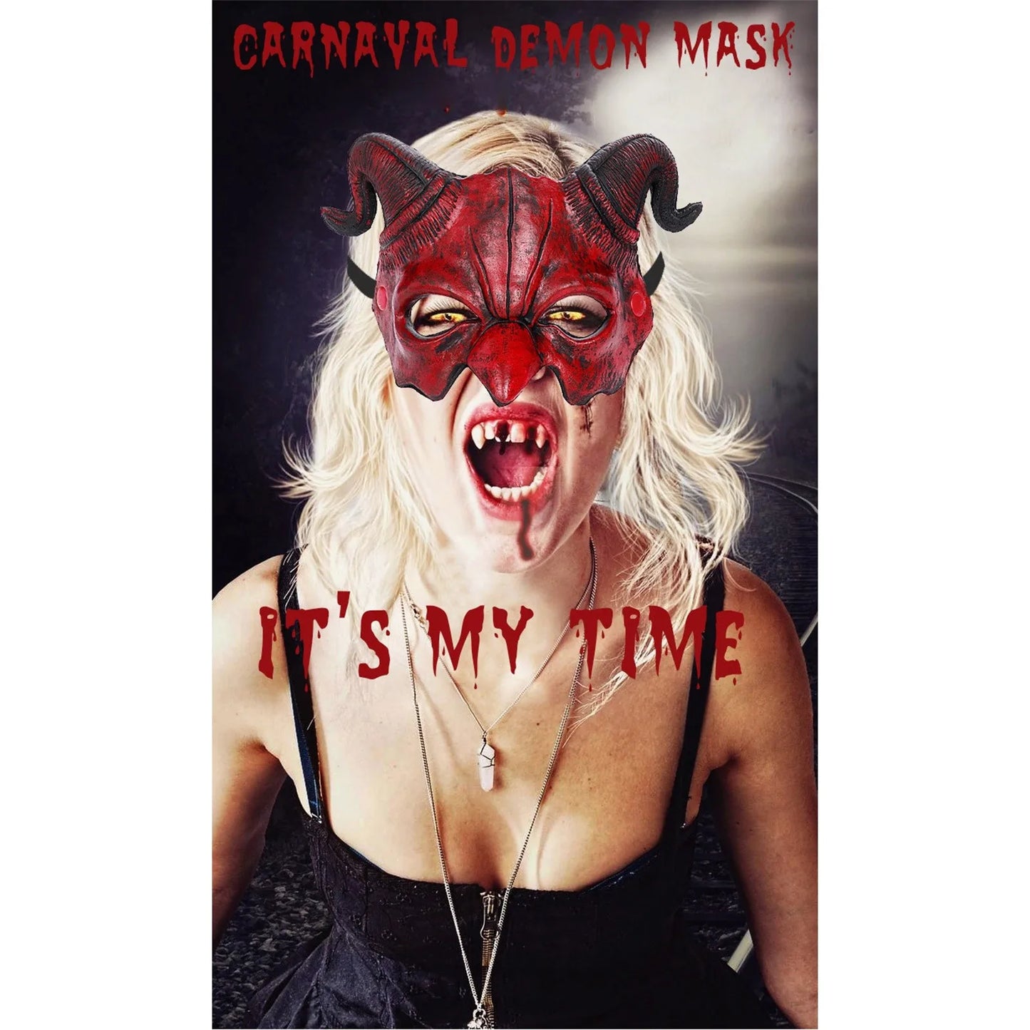 Halloween Devil Horror Half Face Mask Scary Horn Ghost Mask Monster Costume for Halloween - View 3