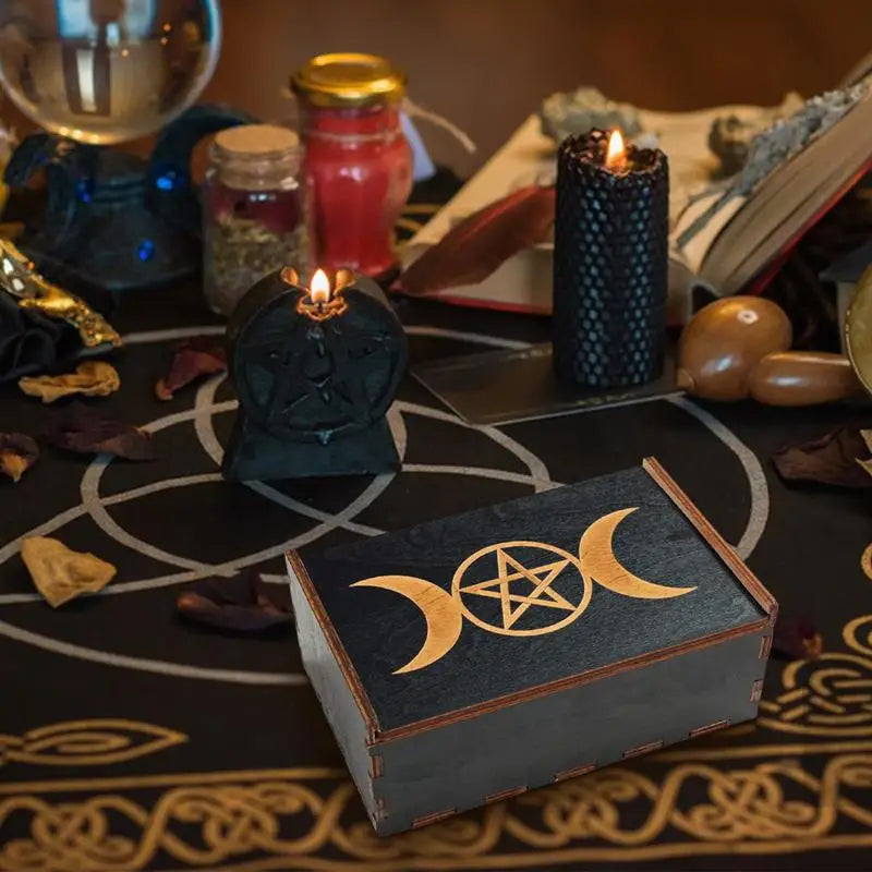Vintage Wooden Tarot Card & Trinket Box