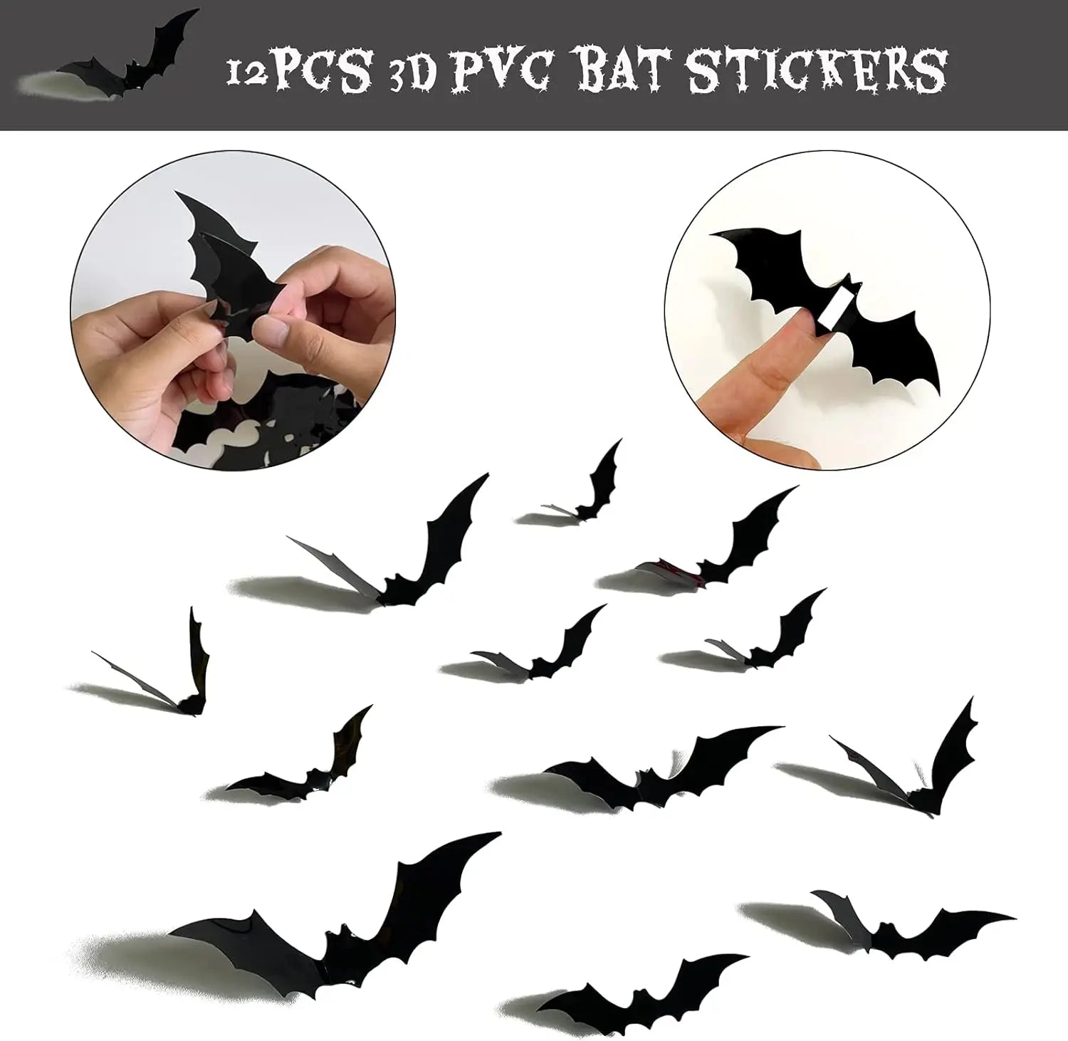 Red Shiny Happy Birthday Halloween Banner, Black Foil Curtain Backdrop, 3D - product image 5