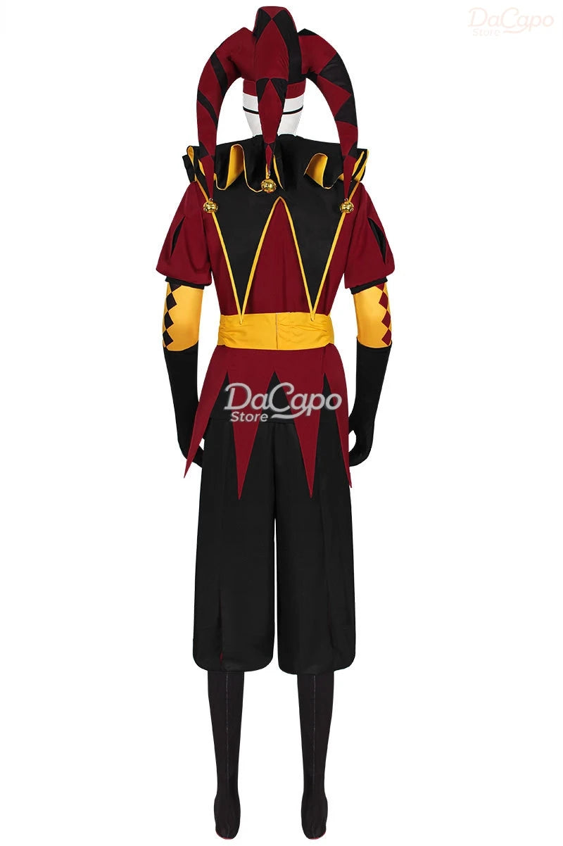 Freak Circus Pierrot Costume Clown Outfit Costume Game Halloween Horror Men's Cosplay - Costume and wig / XS