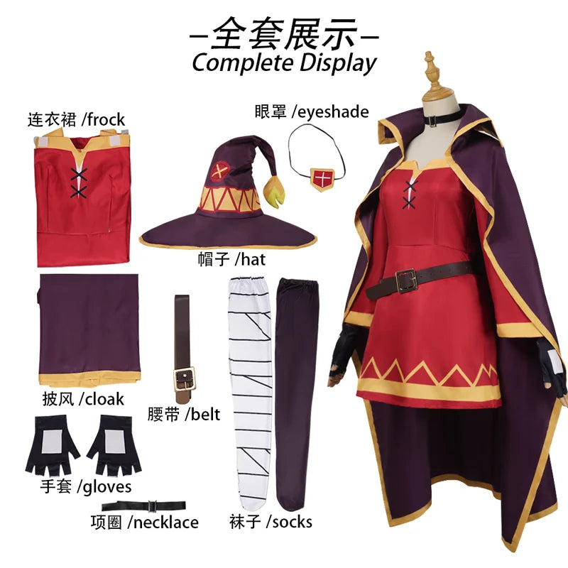 Witch Red Purple Belt And Vintage Women's Dress Halloween Costume - Red - product image 6