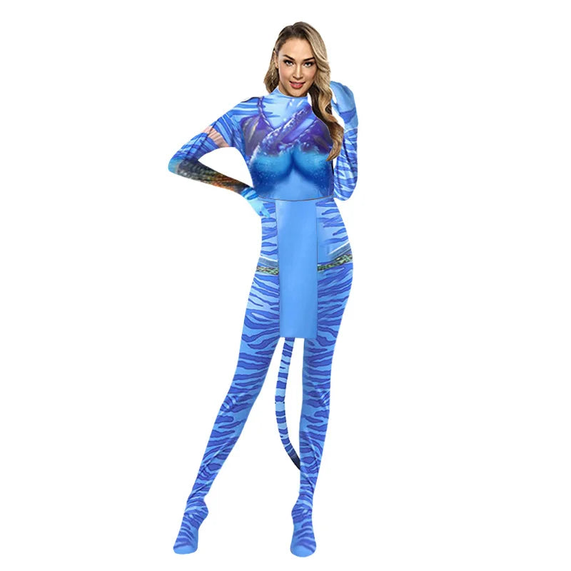 Avatar Costume Women and Men Couple Family Girl Bobysuit Jumpsuit Alien ClothingThe Way of - women fight / XL 190(180-190cm)