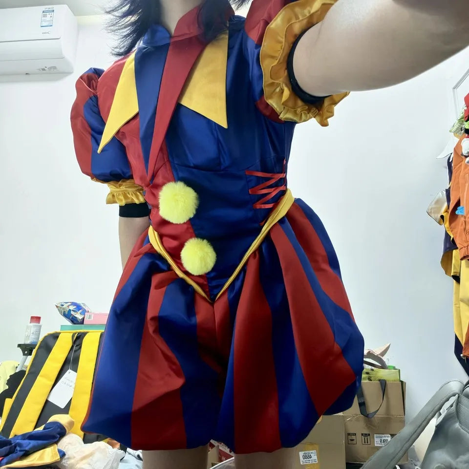 Pomni Costume Anime the Amazing Clown Jumpsuit Digital Circus Uniform Women's Halloween - Clothing Accessories / XL