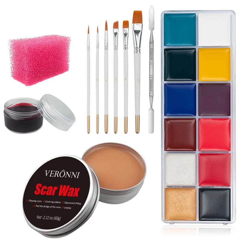 12/20 Colors Face Body Painting Fake Blood ,Halloween Professional Special Effects Makeup Kit with Wound - product image 15