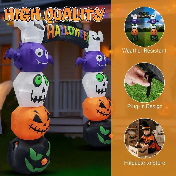 8.2 FT Cute Inflatables Pumpkin Archway Outdoor Decoration, Giant