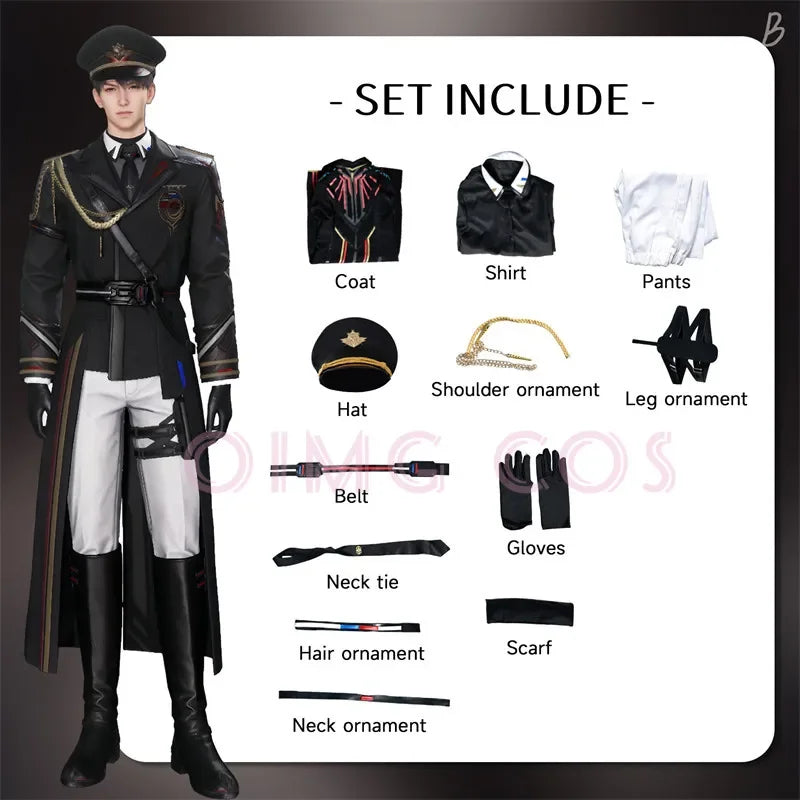 Love and Deepspace Caleb Costume Uniform Anime Halloween Adult Costumes Women Game - Wig / XXL