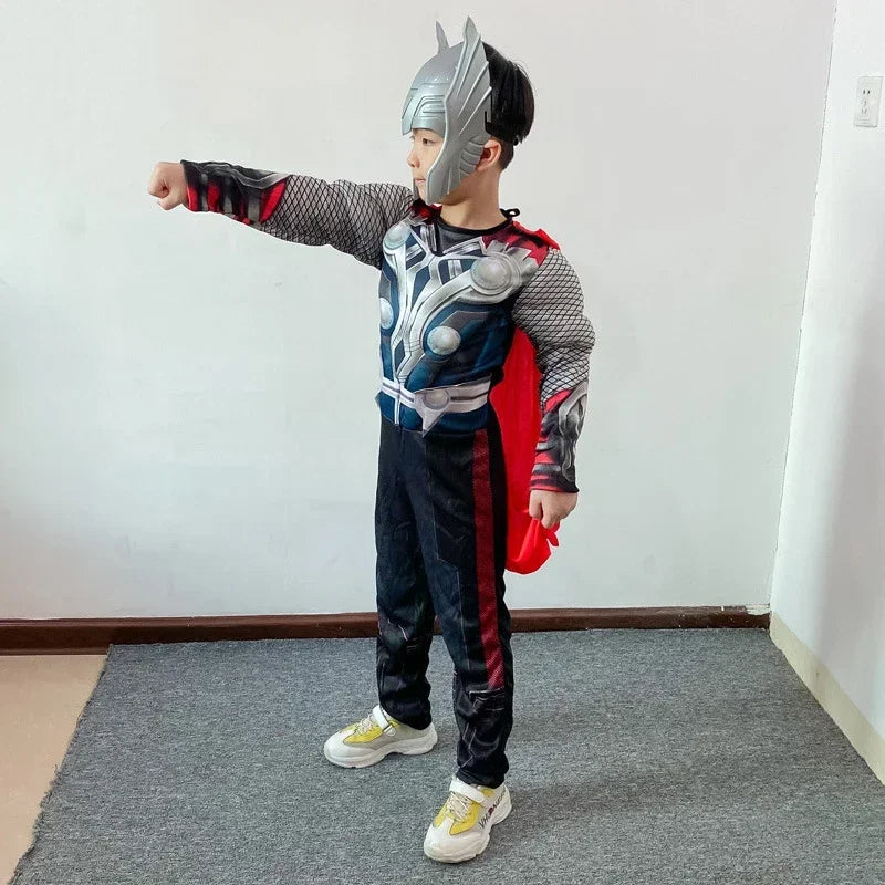 Halloween for Men's Thunder God Warrior Muscle Costume Superhero Thunder God Warrior Costume Muscle Costume Jumpsuit - A / height 37.4–41.3 in (95–105 cm)