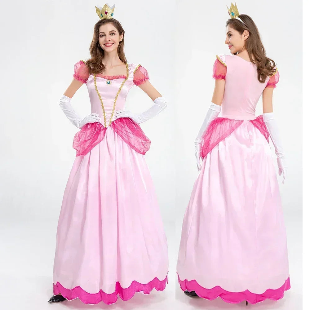 Adult Princess Peach Costume Women Cosplay Party Halloween Masquerade Dress Up Clothing for Women Pink - product image 1