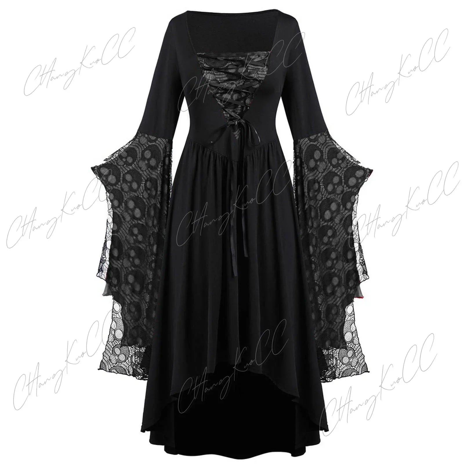 Vintage Halloween Cosplay Costume Witch Vampire Gothic Dress Ghost Dresses Up Party Printed Medieval Ghost - product image 6