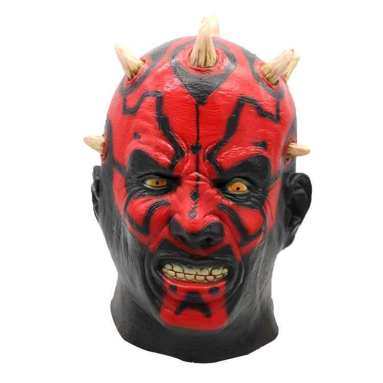 New Halloween Cosplay Mask The Phantom Menace Red & Black Horned Sith-Style Costume Latex HelmetParty