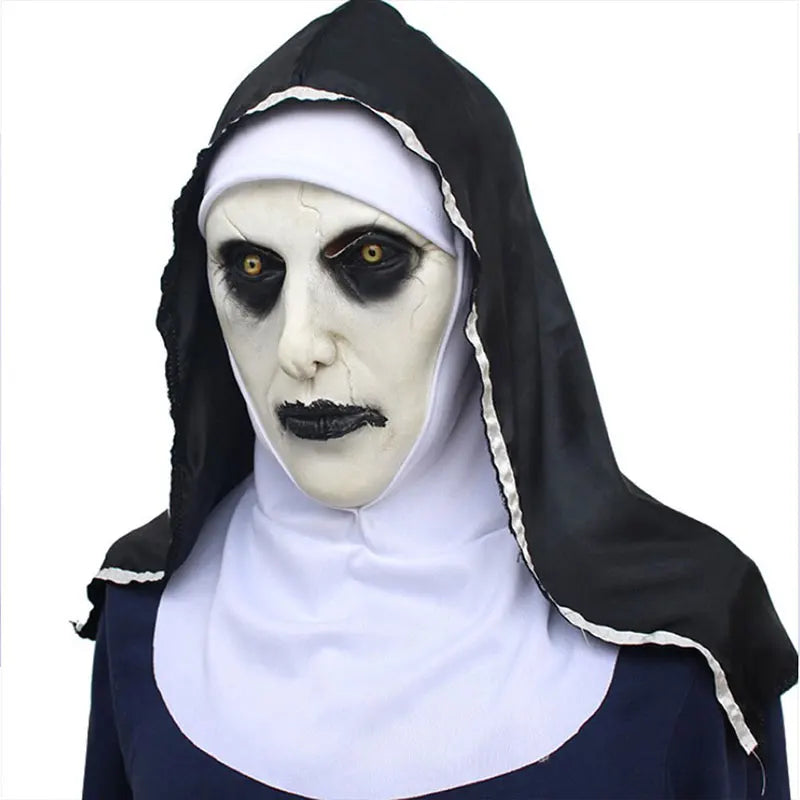 1PC The Horror Scary Nun Latex Mask w/Headscarf Valak Cosplay for Halloween Costume - product image 3