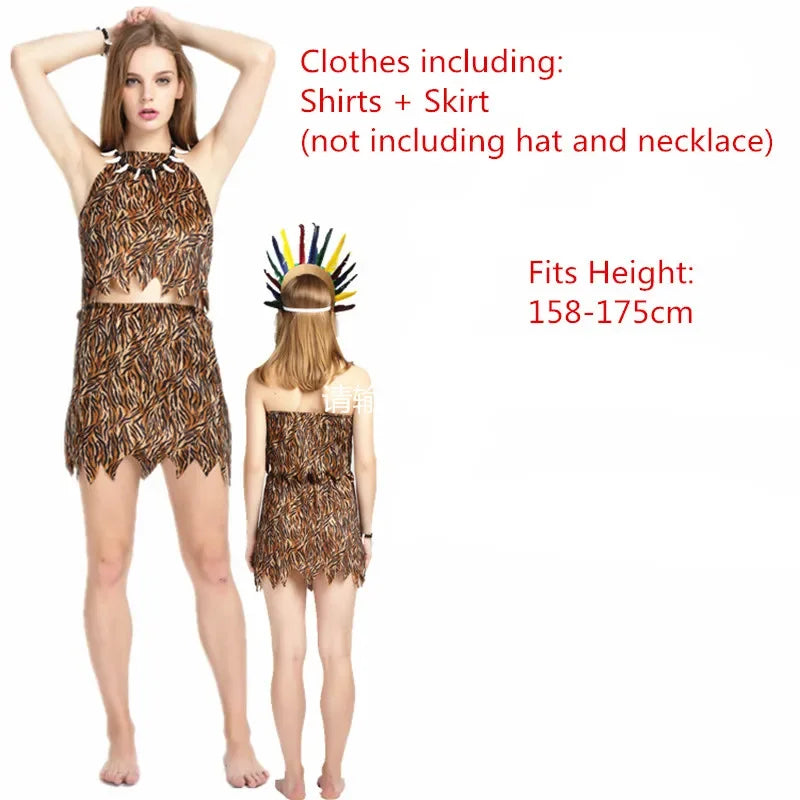 Men Women African Original Savage Costume Adults Wildman Costume Dress - 19 / One Size