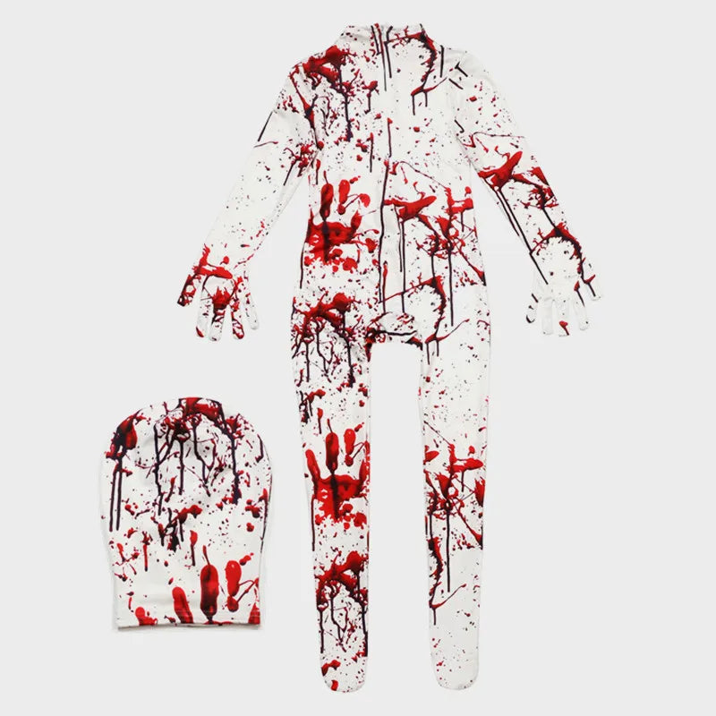 Kids Red Horror Jumpsuit Costume – Scary Halloween Mask Set