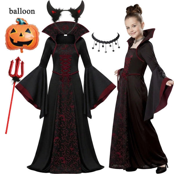 Girls Ghost Bride Gothic Halloween Cosplay Costume Disguise Dress Kids Vestidos Clothes - product image 1