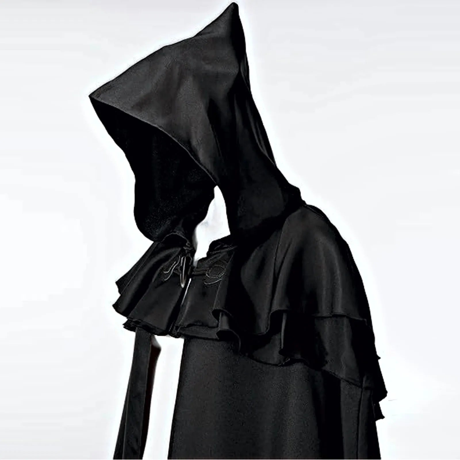 Halloween Hooded Capes for Adult Cloaks Costume Witch Red Black Purple Green Grim Reaper - Black / S