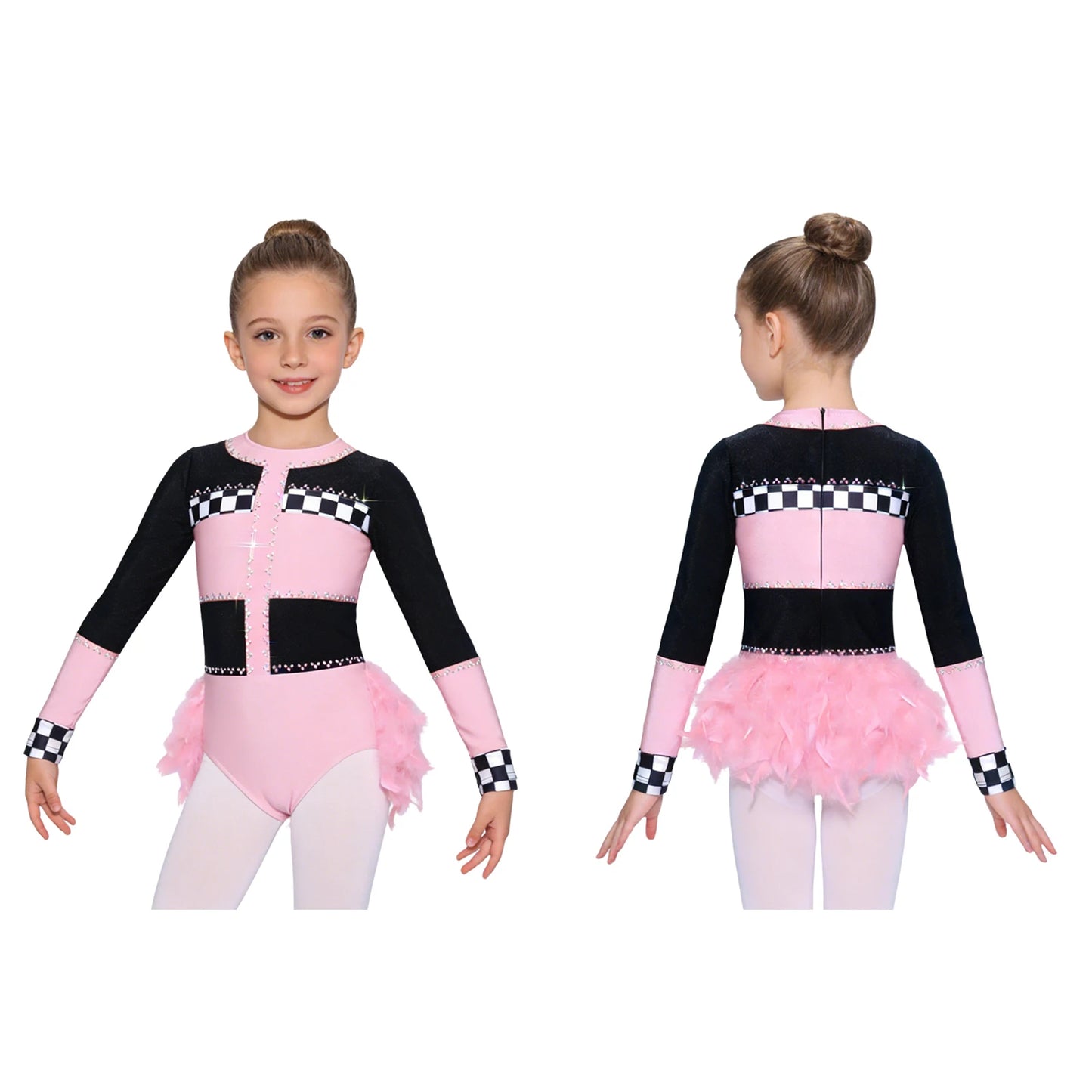 Kids Girls Circus Clown Mad Hat Costume Rhinestones Halter Sleeveless Plaid Jumpsuit - Purple A / 10