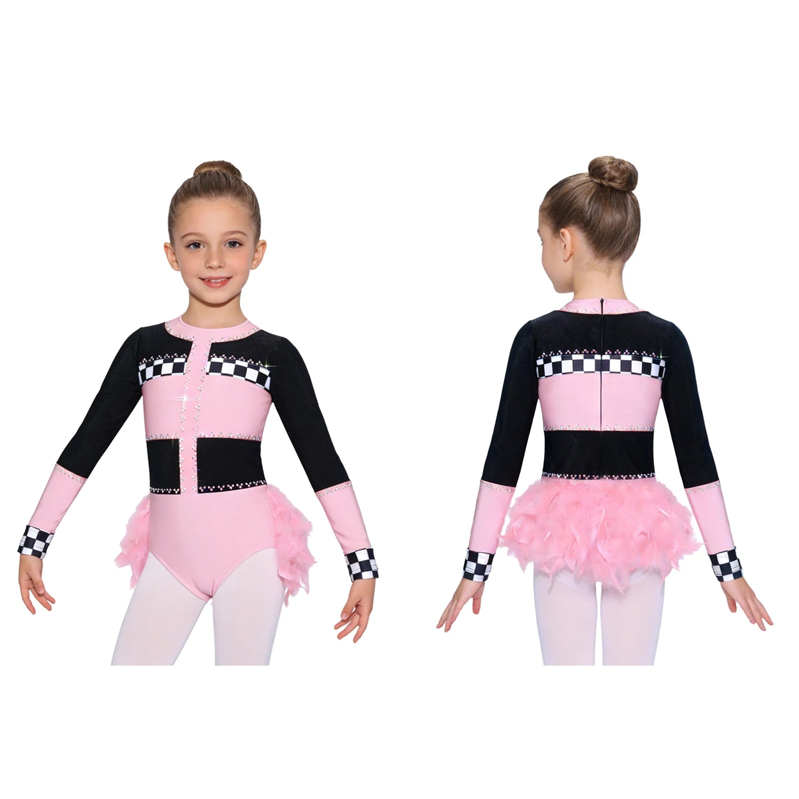 Kids Girls Circus Clown Mad Hat Costume Rhinestones Halter Sleeveless Plaid Jumpsuit - Purple A / 10