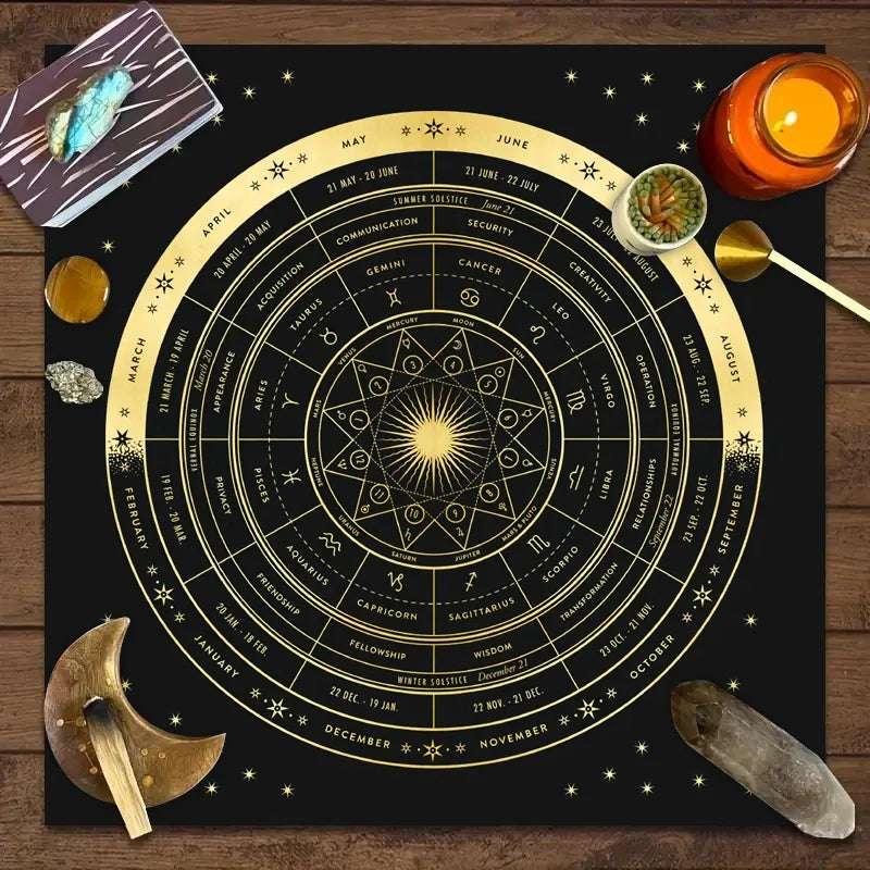 12 Zodiac Astrology Tarot Altar Cloth
