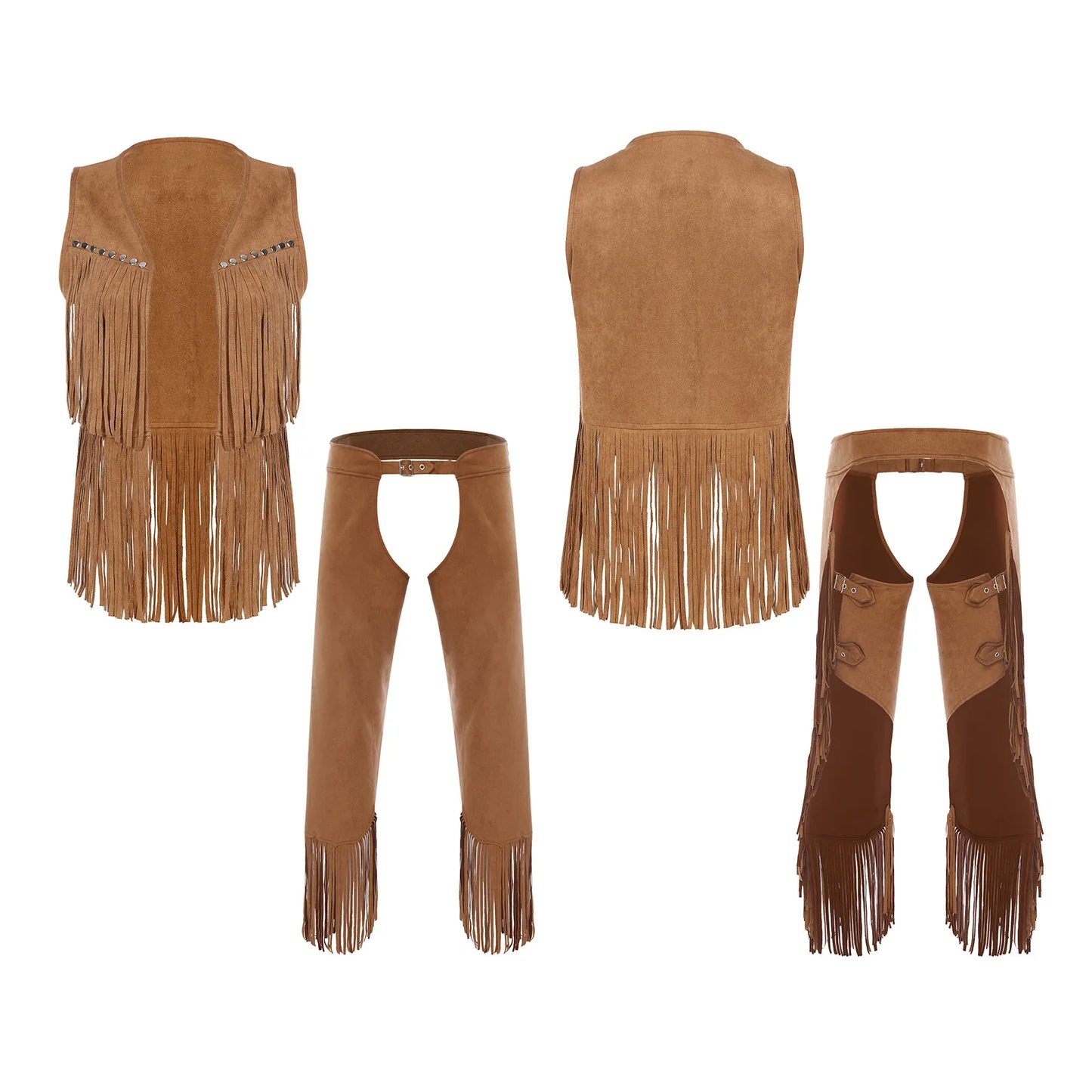 Men's Hippie Western Cowboy Faux Suede Tassel Vest Costume - alternate view 7