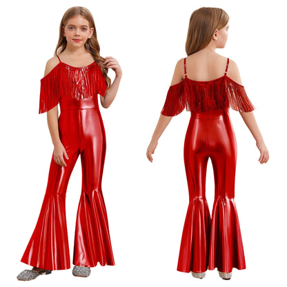 Kids' Disco Shiny Hippie Sleeveless Sequins Tassels 70s 80s Costume - alternate view 7
