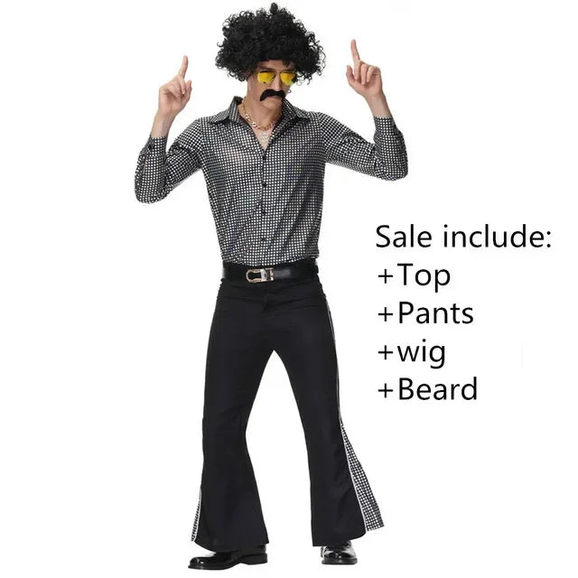 Festival Music Hippie Costumes Set 70s 80s Cosplay Costume Suit Men Fancy Disguise Vintage Rock Disco Club Set - product image 7