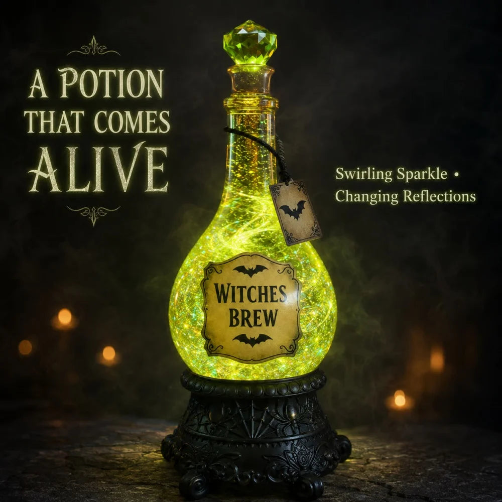 Witches' Brew LED Potion Bottle – Glitter Halloween Table Decoration