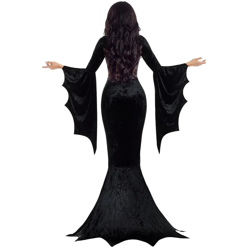 Women's Witch Costume Retro Black Gothic Morticia Mermaid Dress Women's Halloween Carnival Vampire Bride Role - product image 3
