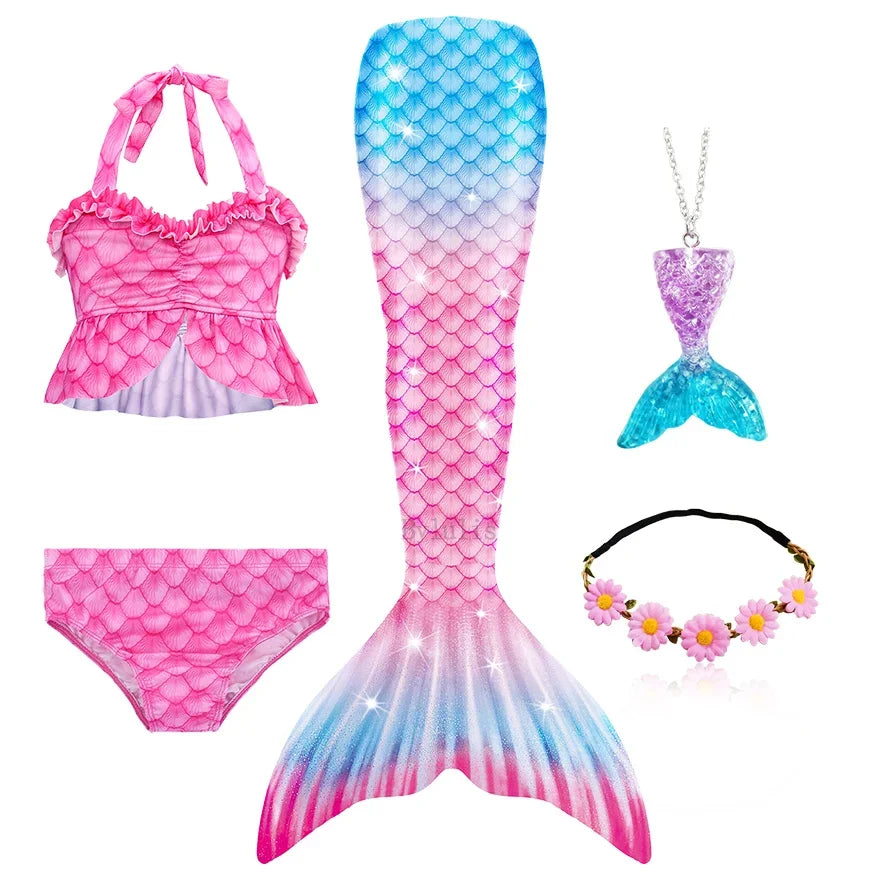 Mermaid Princess-Inspired Tail Memaid Swimsuit Bikini Bathing Suit Costume Girls Can