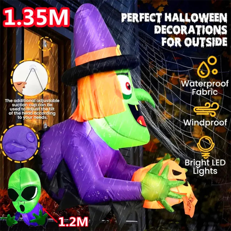 4.4 ft/4.5FT Inflatable Toys Decoration Climbing Window Witch Model