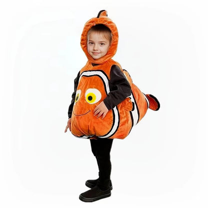 Kids Yellow Fish Costume Cute Clownfish Outfit with Hat Tail for Halloween Performance - 01 / S