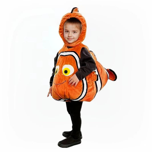 Kids Yellow Fish Costume Cute Clownfish Outfit with Hat Tail for Halloween Performance - 01 / S