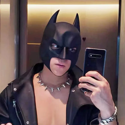 Halloween Black Bat Mask Superhero Costume Prop Dark Knight Style Cowl Latex Half Face - View 2