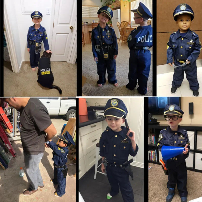 Halloween Police Suit Costume Makeup Boy Police Suit 9-piece Birthday Set Top Hat Novelty - View 6