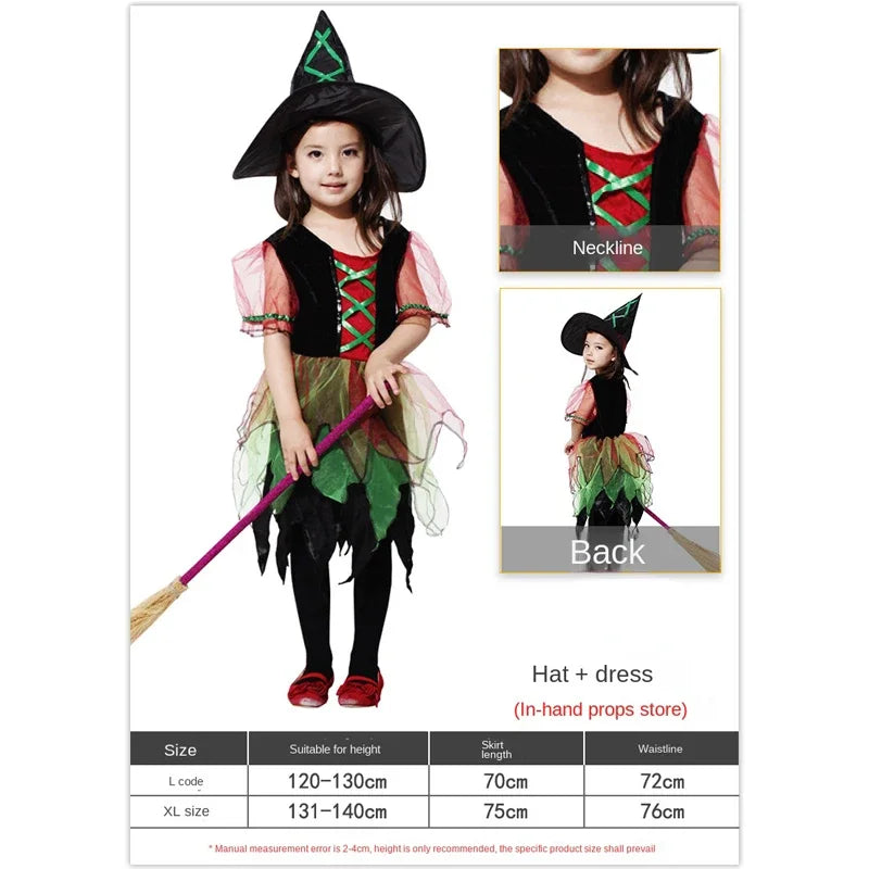 Child's Kids Halloween Vampire Witch Costumes for Girls Dress Up Costume Props - 8 / L
