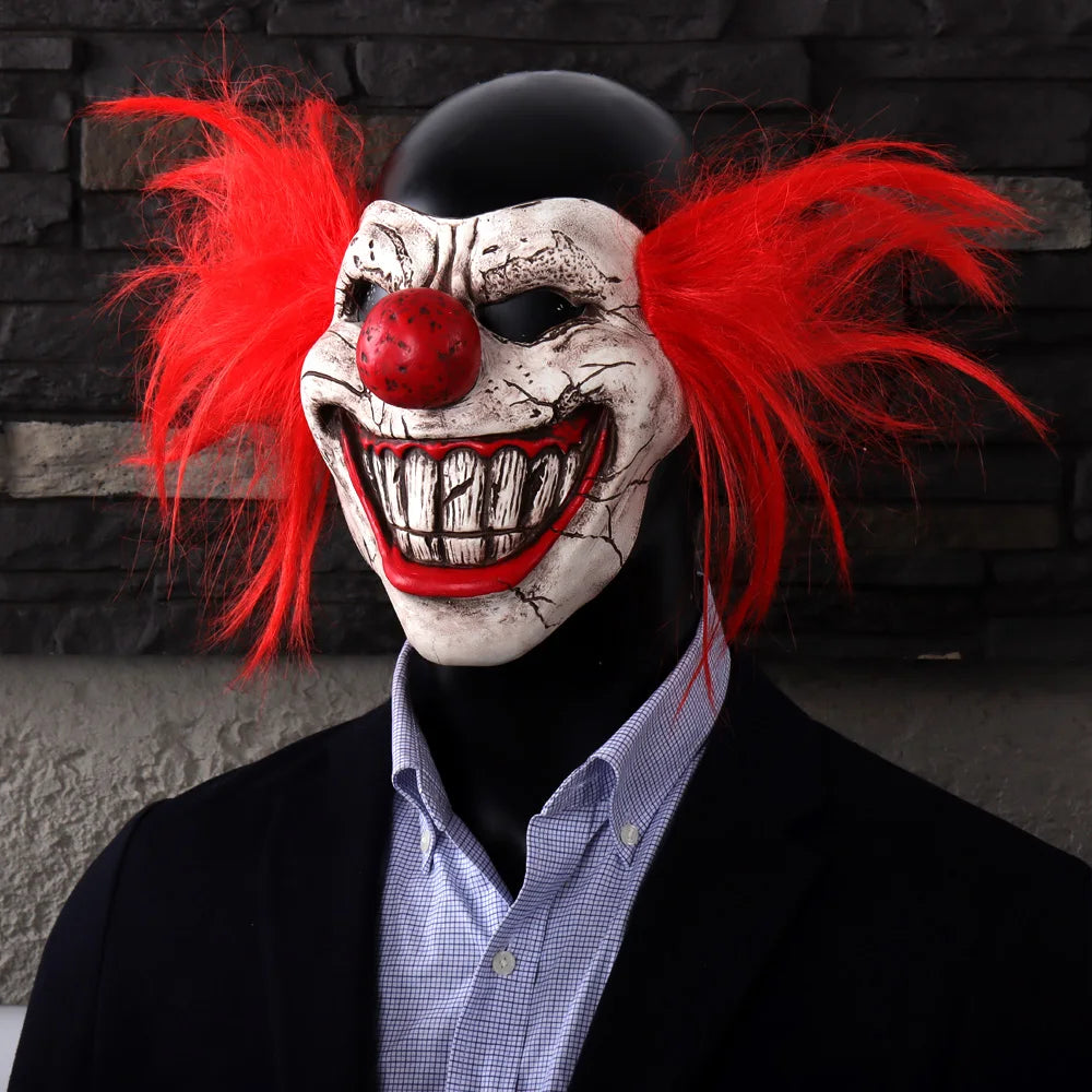 Twisted Carnival Sinister Clown Creepy Clown Mask Cosplay Bloody Half Face Clown Latex