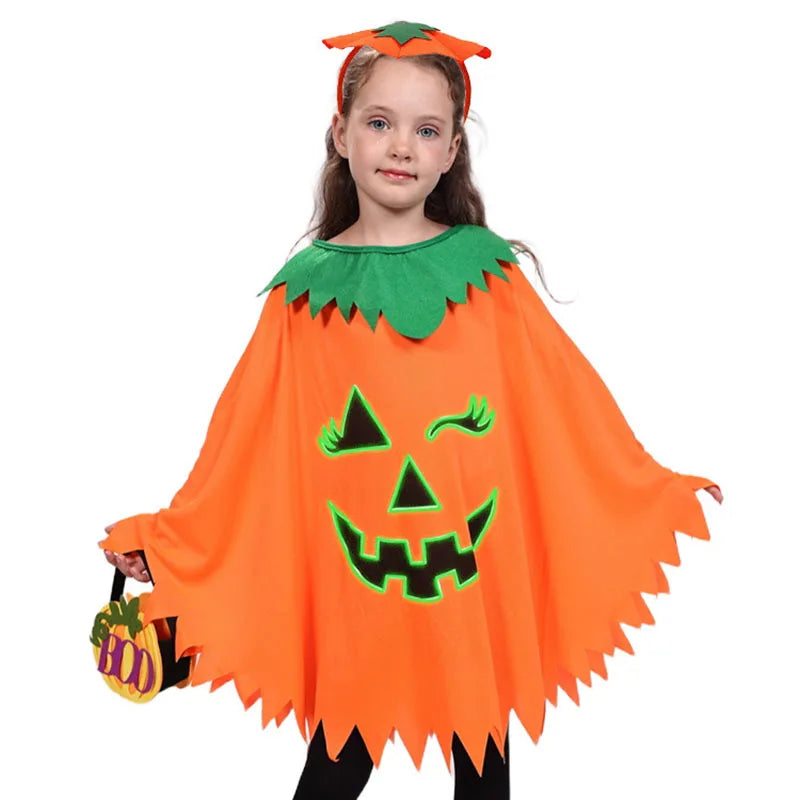 Glow-in-the-Dark Pumpkin Costume – Adult & Kids Halloween Cloak