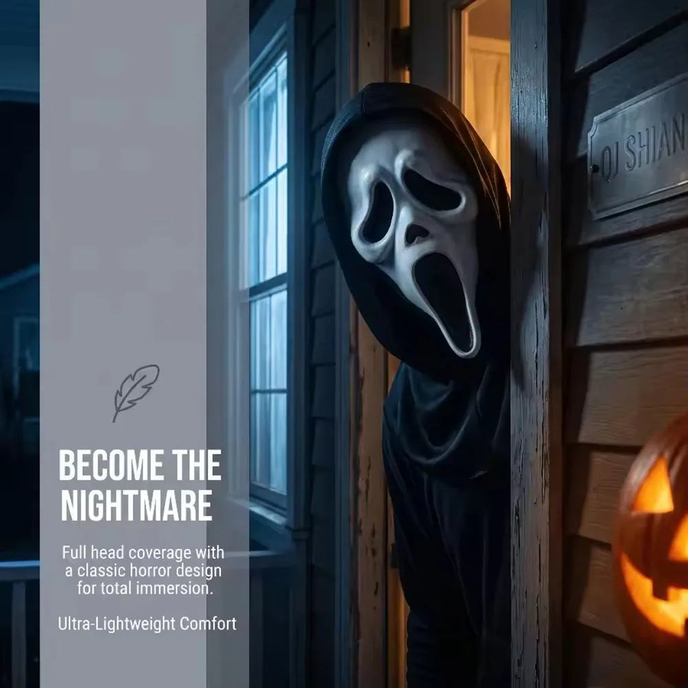 Screaming Ghost-Inspired Full-Head Horror Mask - scream